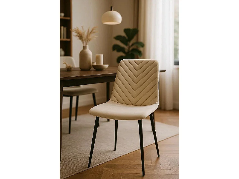 Sillas Comedor - Silla Kisa Black Terciopelo - Beige