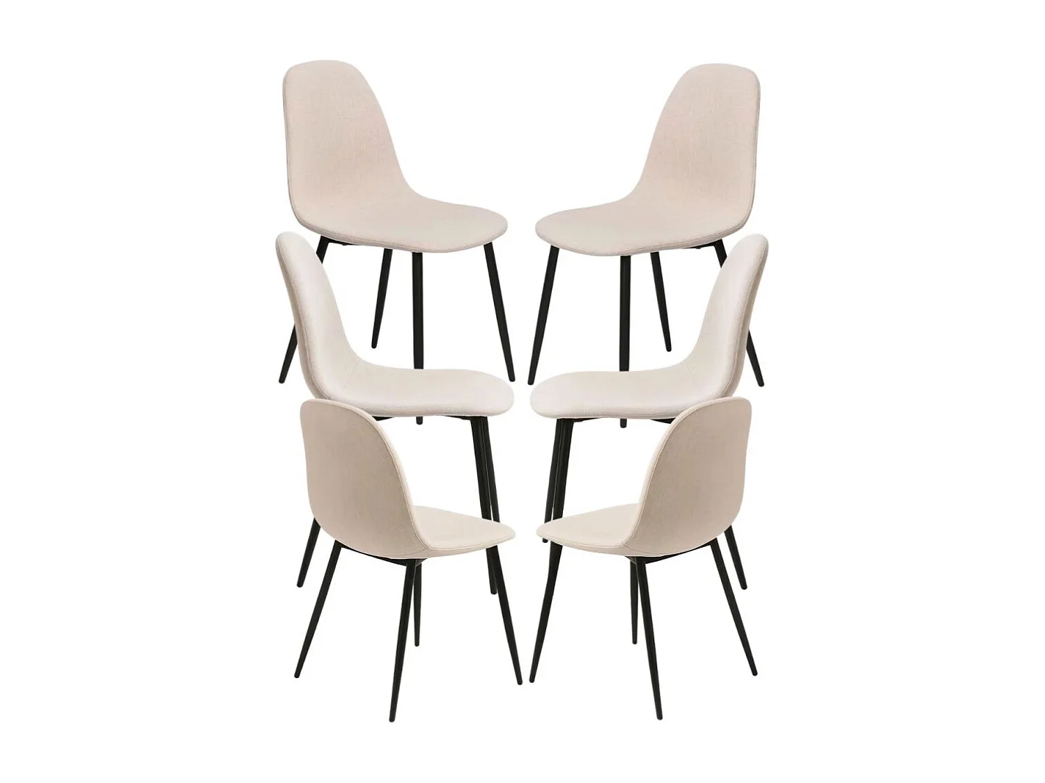 Packs Sillas Comedor - Pack 6 Sillas Black Teok Tela - Beige