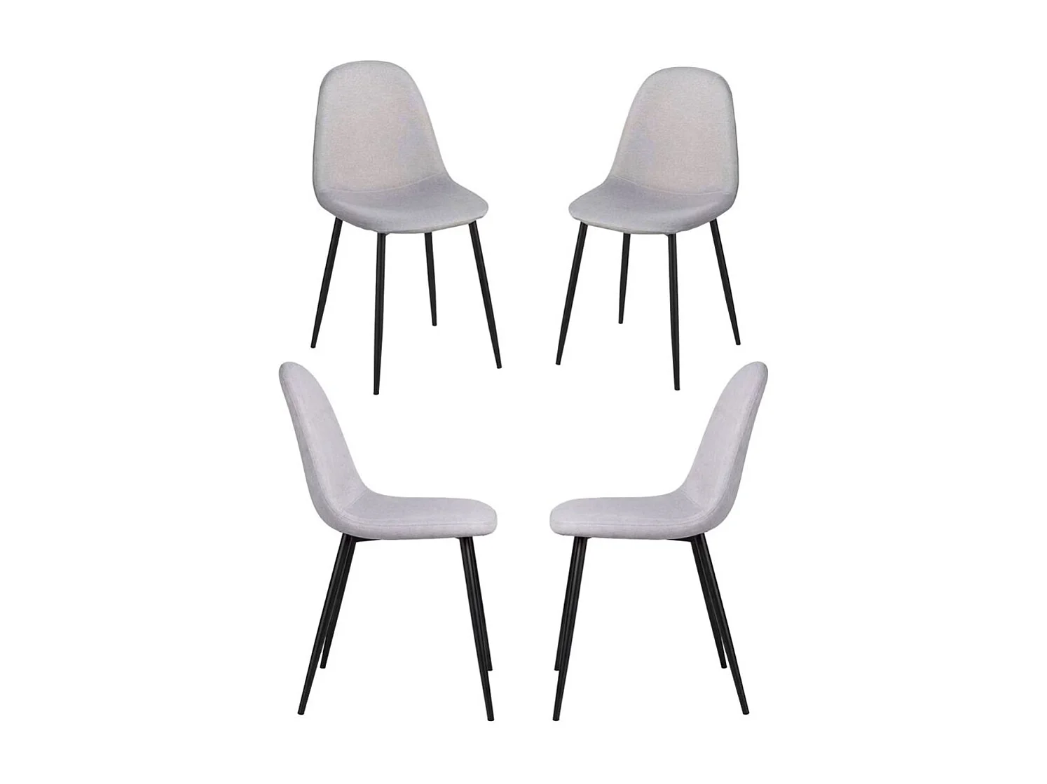 Packs Sillas Comedor - Pack 4 Sillas Black Teok Tela - Gris claro