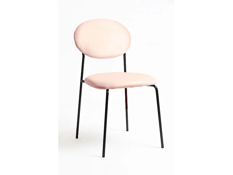 Sillas Comedor - Silla Mida Black Terciopelo - Rosa
