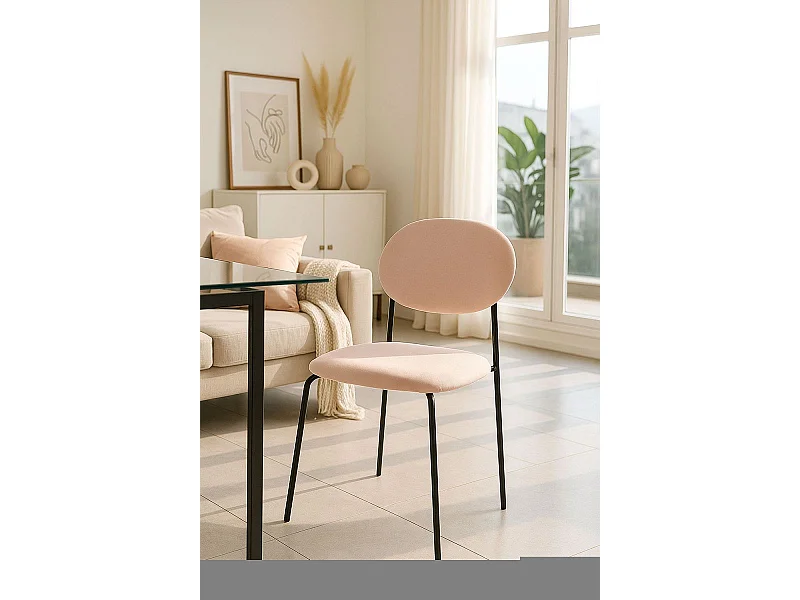 Sillas Comedor - Silla Mida Black Terciopelo - Rosa
