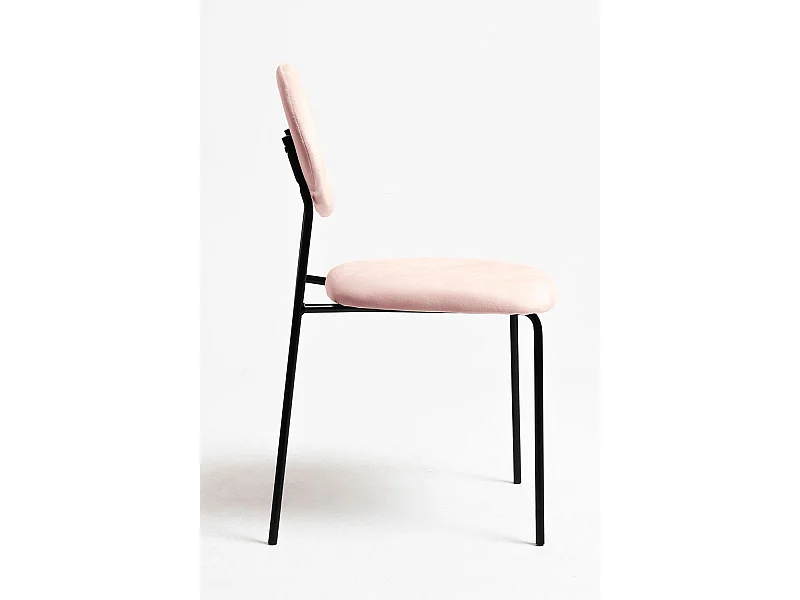 Sillas Comedor - Silla Mida Black Terciopelo - Rosa