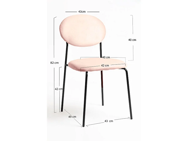 Sillas Comedor - Silla Mida Black Terciopelo - Rosa