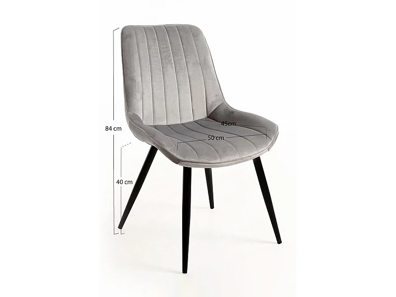 Sillas Comedor - Silla Lene Terciopelo - Gris claro