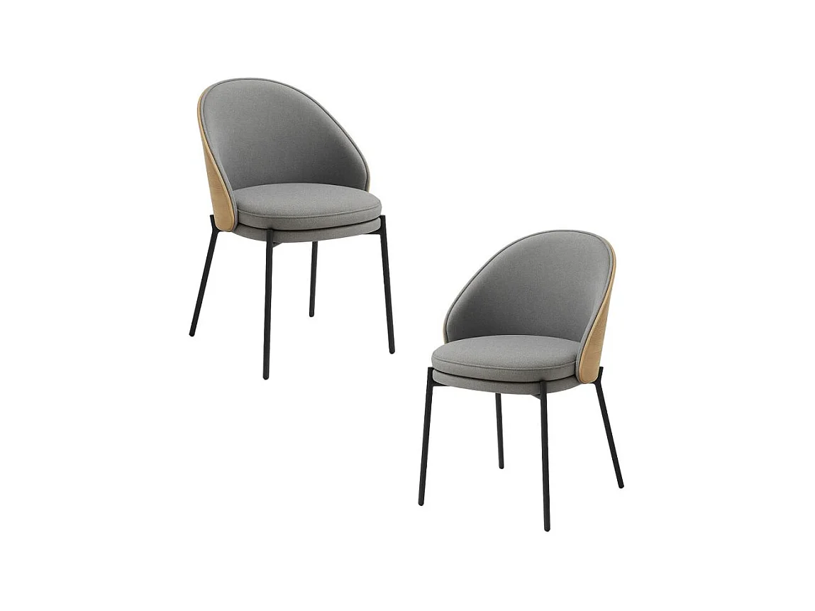Packs Sillas Comedor - Pack 2 Sillas Mos Tela Gris con Respaldo Tapizado en Madera