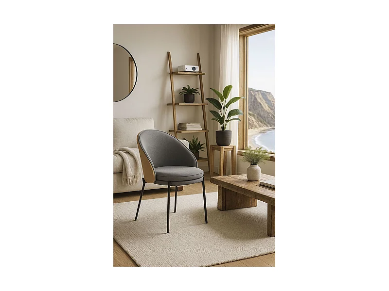 Packs Sillas Comedor - Pack 2 Sillas Mos Tela Gris con Respaldo Tapizado en Madera