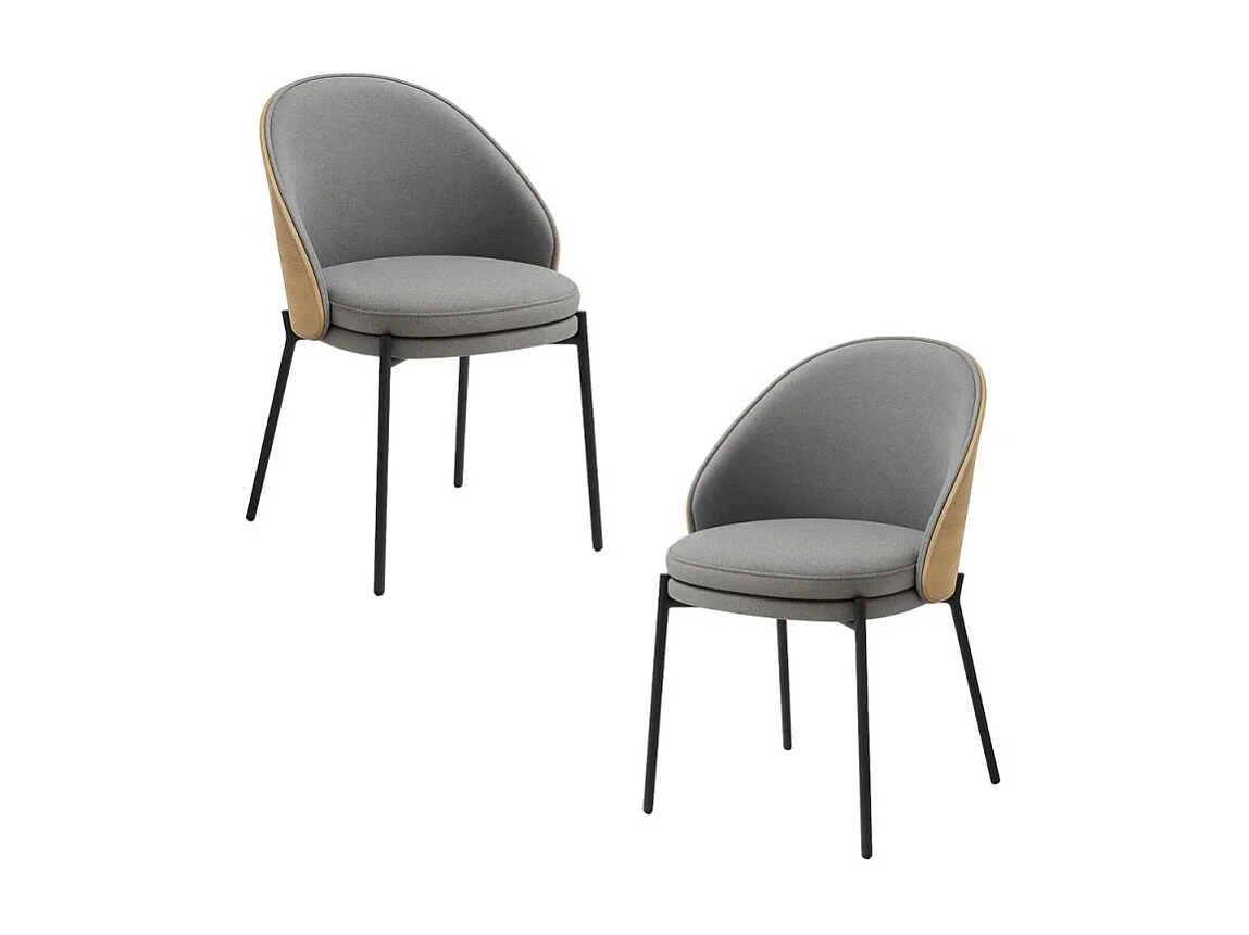 Packs Sillas Comedor - Pack 2 Sillas Mos Tela Gris con Respaldo Tapizado en Madera
