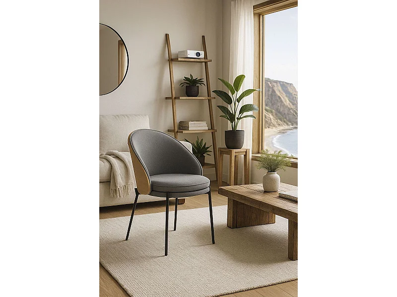 Packs Sillas Comedor - Pack 2 Sillas Mos Tela Gris con Respaldo Tapizado en Madera