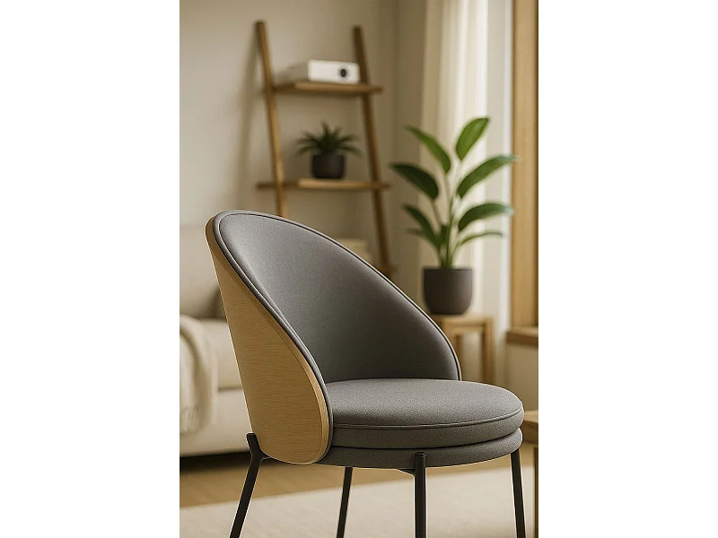 Packs Sillas Comedor - Pack 2 Sillas Mos Tela Gris con Respaldo Tapizado en Madera