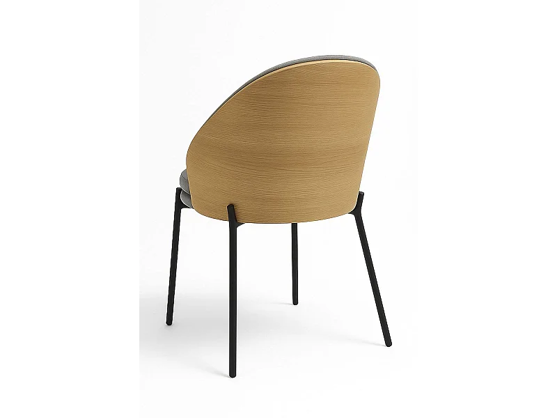 Packs Sillas Comedor - Pack 2 Sillas Mos Tela Gris con Respaldo Tapizado en Madera