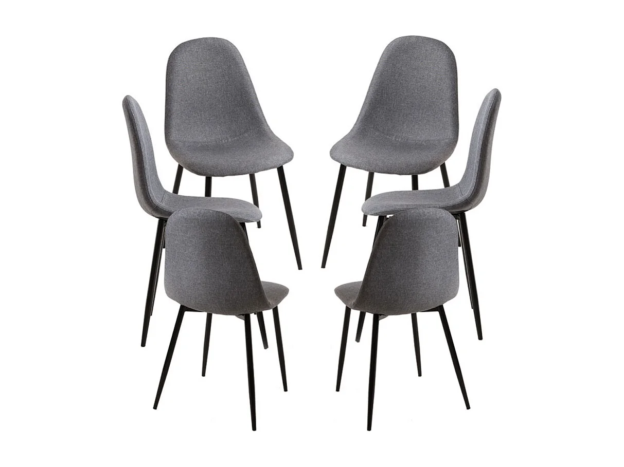 Packs Sillas Comedor - Pack 6 Sillas Black Teok Tela - Gris oscuro