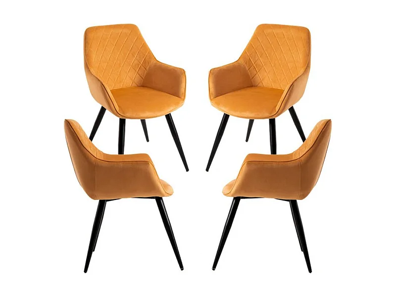 Packs Sillas Comedor - Pack 4 Sillas Kres Terciopelo - Mostaza