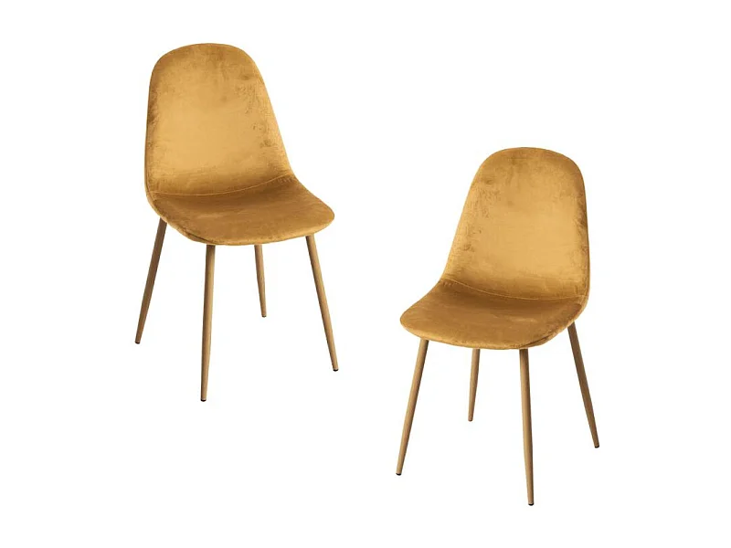 Packs Sillas Comedor - Pack 2 Sillas Teok Terciopelo - Mostaza