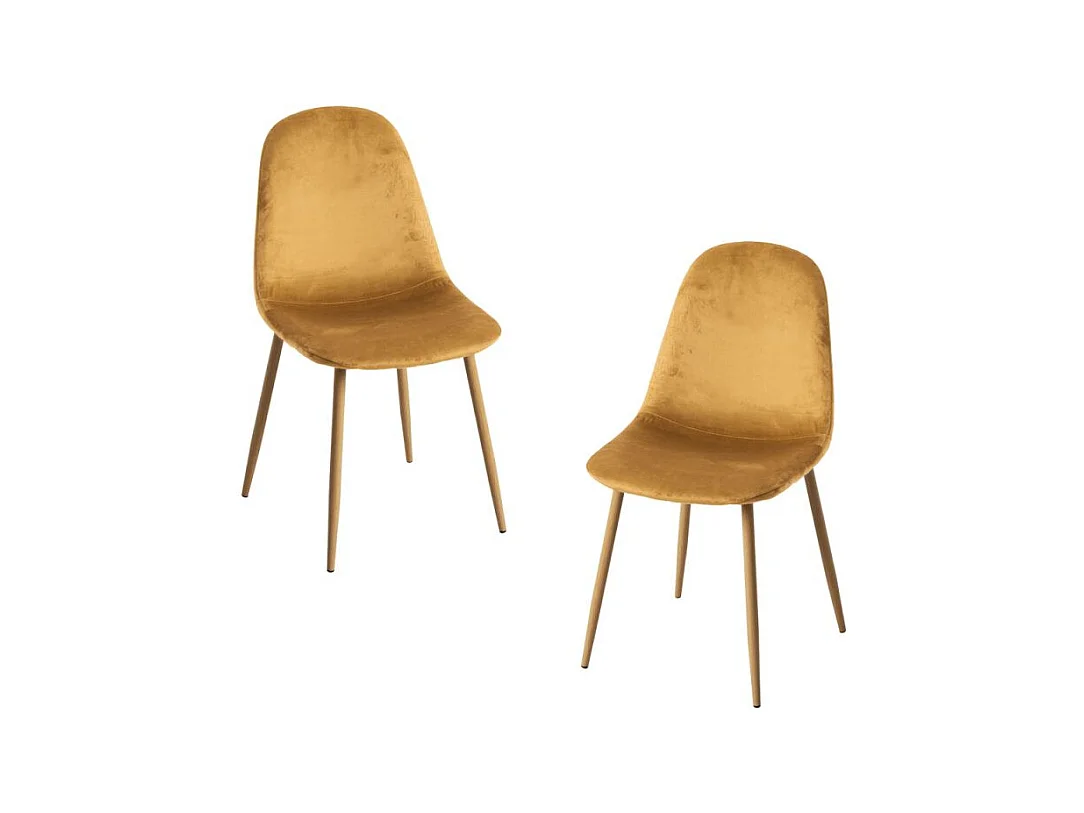 Packs Sillas Comedor - Pack 2 Sillas Teok Terciopelo - Mostaza