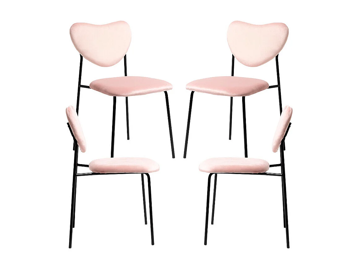 Packs Sillas Comedor - Pack 4 Sillas Cora Black Terciopelo - Rosa