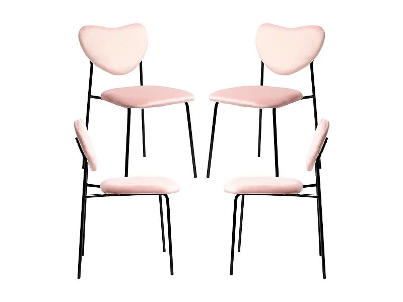 Packs Sillas Comedor - Pack 4 Sillas Cora Black Terciopelo - Rosa