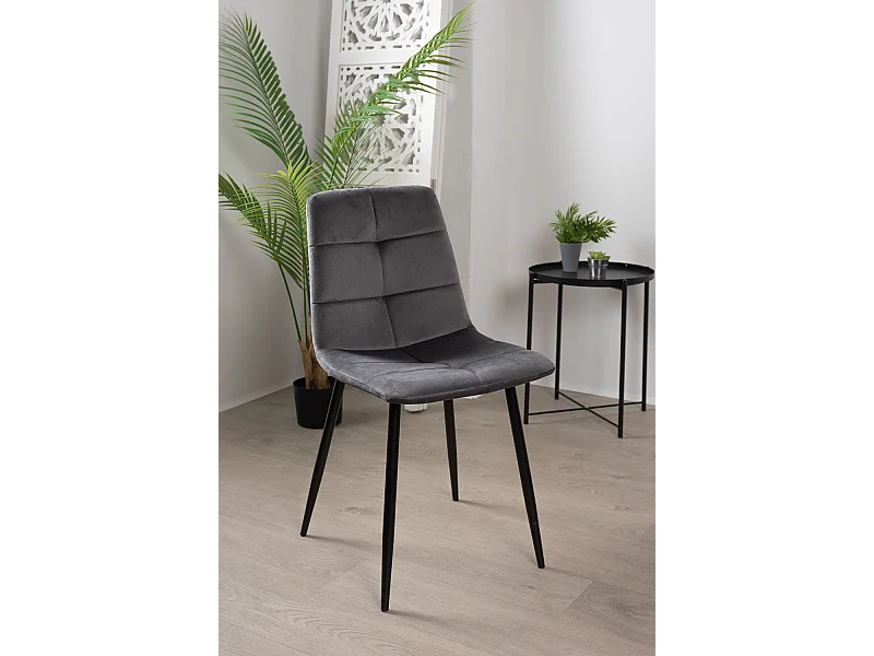 Sillas Comedor - Silla Daris Terciopelo - Gris oscuro