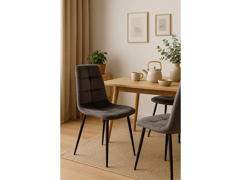 Sillas Comedor - Silla Daris Terciopelo - Gris oscuro