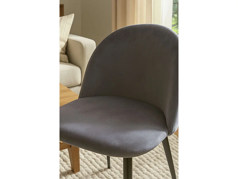 Sillas Comedor - Silla Black Vint Terciopelo - Gris claro