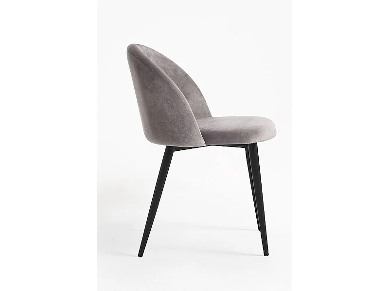 Sillas Comedor - Silla Black Vint Terciopelo - Gris claro