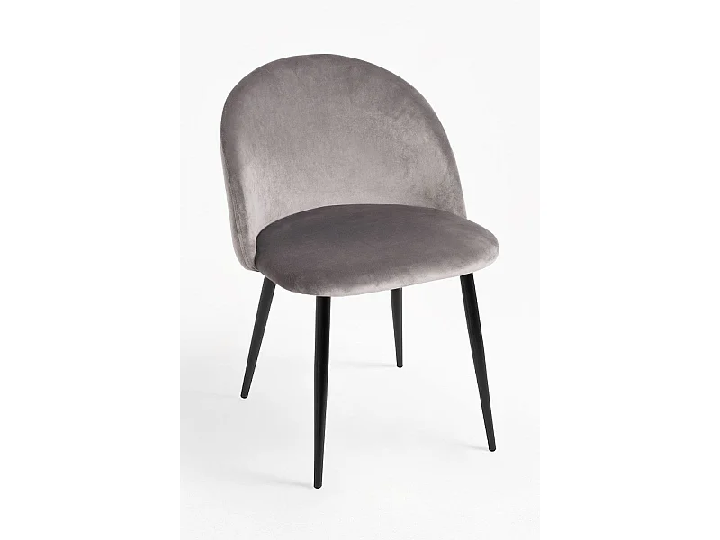 Sillas Comedor - Silla Black Vint Terciopelo - Gris claro