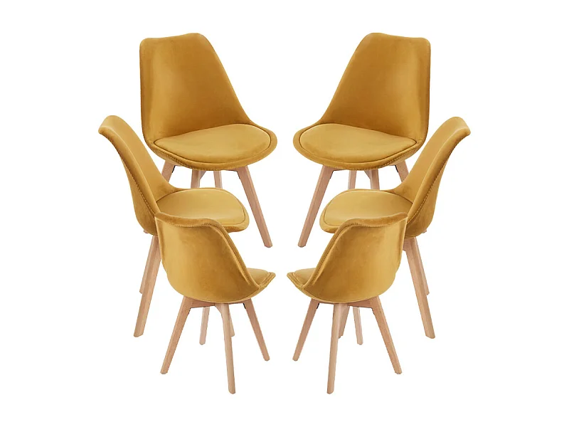 Packs Sillas Comedor - Pack 6 Sillas Synk Terciopelo - Mostaza