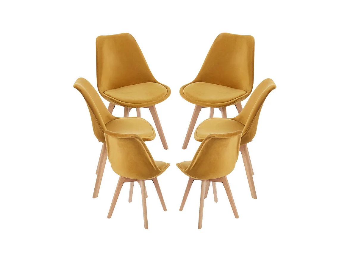 Packs Sillas Comedor - Pack 6 Sillas Synk Terciopelo - Mostaza