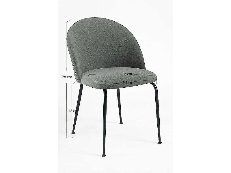 Sillas Comedor - Silla Black Dalnia Tela - Gris oscuro