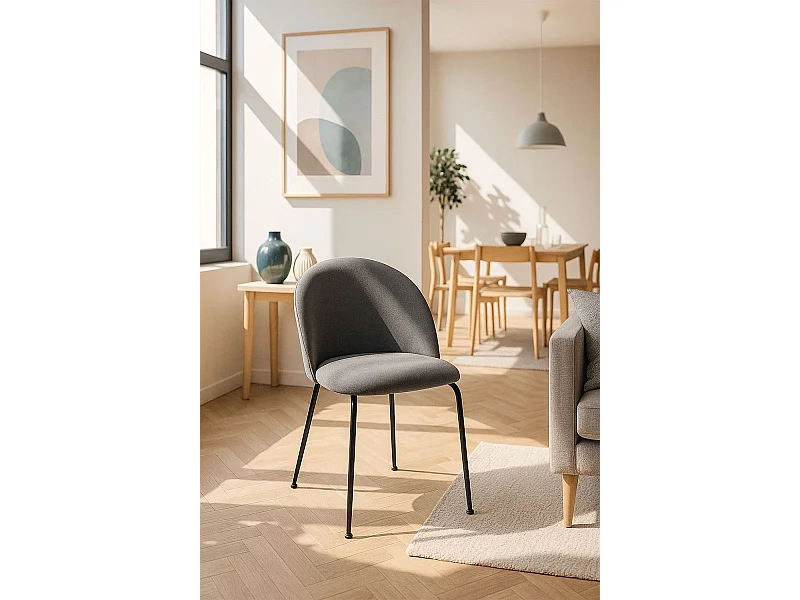 Sillas Comedor - Silla Black Dalnia Tela - Gris oscuro