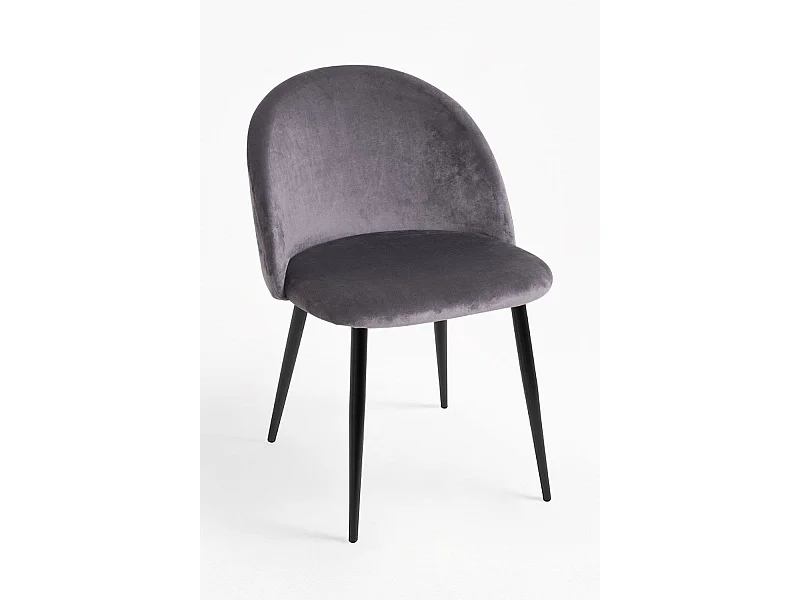 Sillas Comedor - Silla Black Vint Terciopelo - Gris oscuro