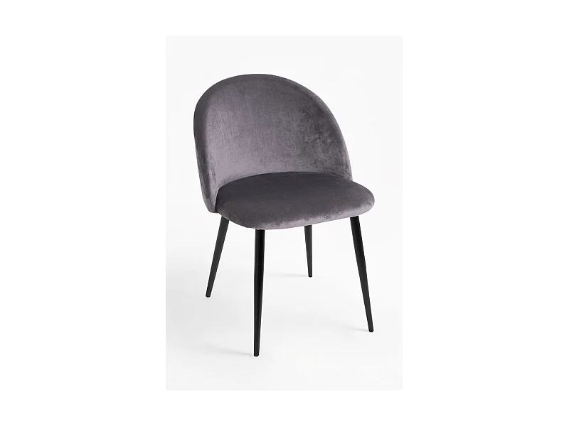 Sillas Comedor - Silla Black Vint Terciopelo - Gris oscuro