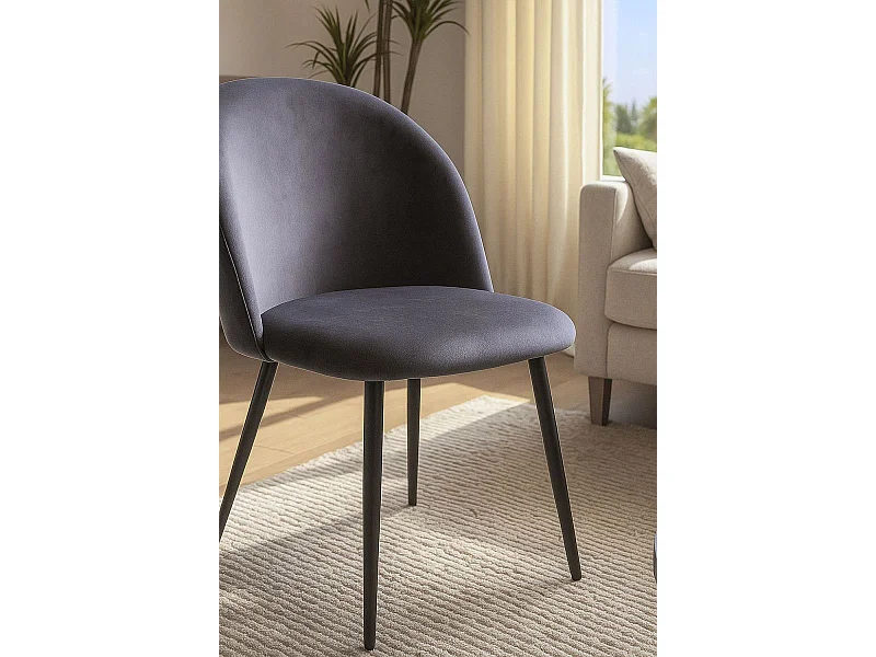 Sillas Comedor - Silla Black Vint Terciopelo - Gris oscuro