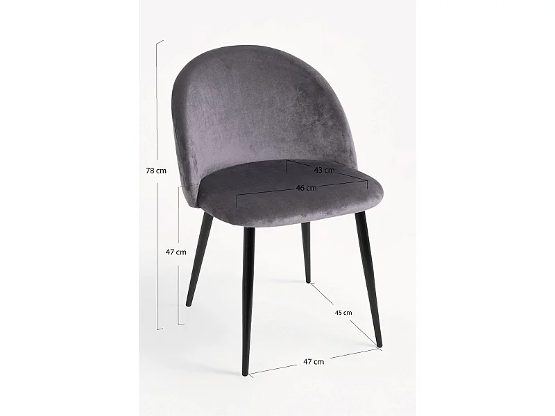 Sillas Comedor - Silla Black Vint Terciopelo - Gris oscuro