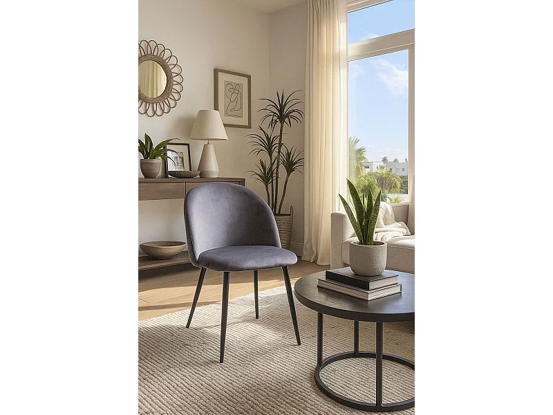 Sillas Comedor - Silla Black Vint Terciopelo - Gris oscuro