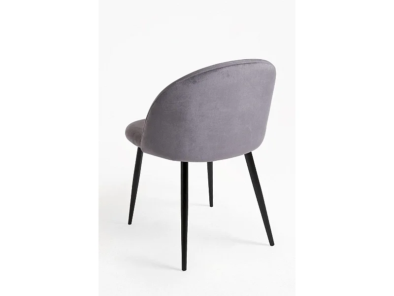 Sillas Comedor - Silla Black Vint Terciopelo - Gris oscuro
