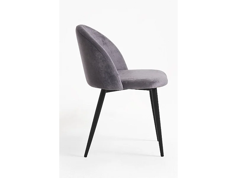 Sillas Comedor - Silla Black Vint Terciopelo - Gris oscuro