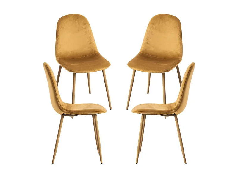 Packs Sillas Comedor - Pack 4 Sillas Teok Terciopelo - Mostaza