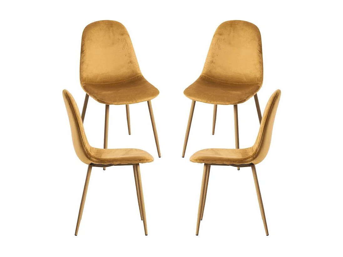 Packs Sillas Comedor - Pack 4 Sillas Teok Terciopelo - Mostaza