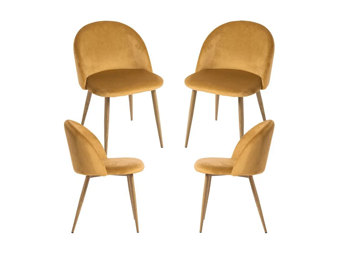 Packs Sillas Comedor - Pack 4 Sillas Vint Terciopelo - Mostaza