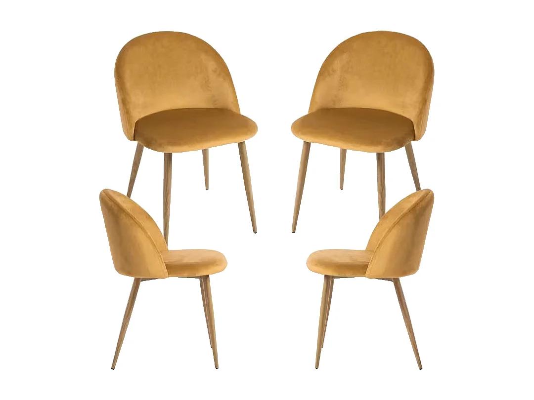 Packs Sillas Comedor - Pack 4 Sillas Vint Terciopelo - Mostaza
