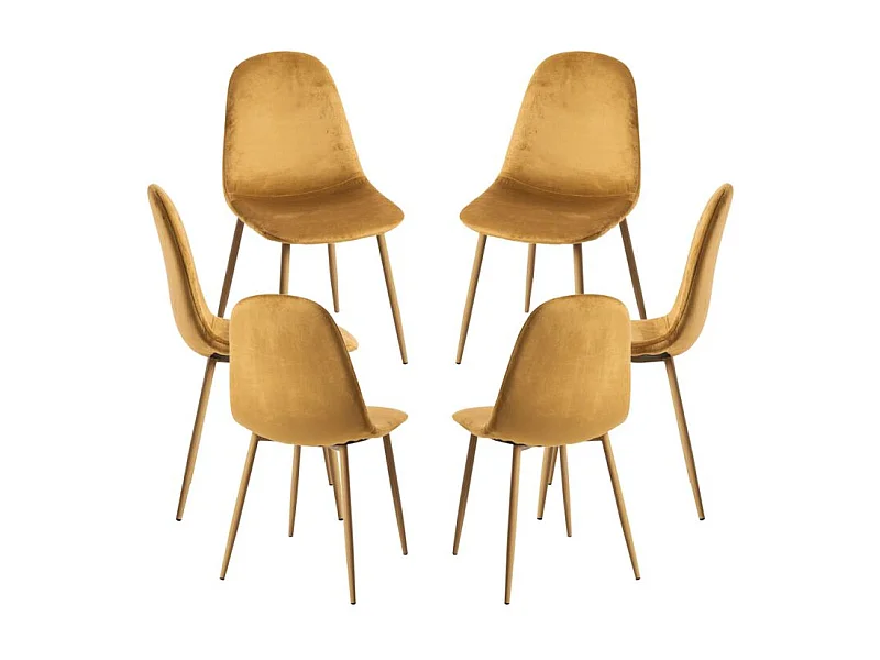 Packs Sillas Comedor - Pack 6 Sillas Teok Terciopelo - Mostaza