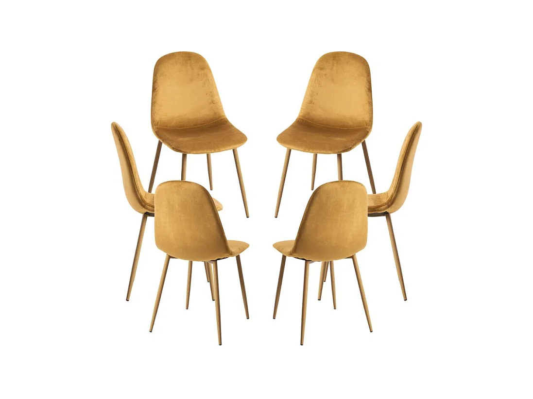 Packs Sillas Comedor - Pack 6 Sillas Teok Terciopelo - Mostaza