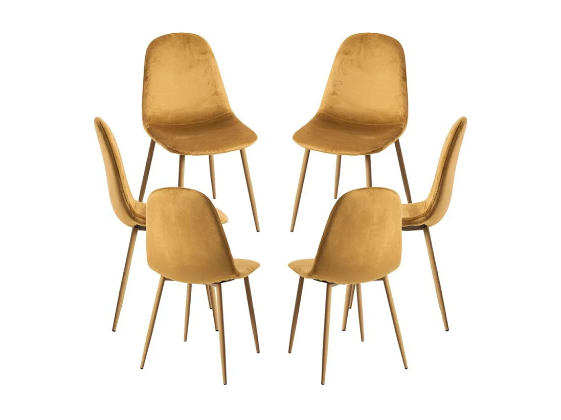 Packs Sillas Comedor - Pack 6 Sillas Teok Terciopelo - Mostaza