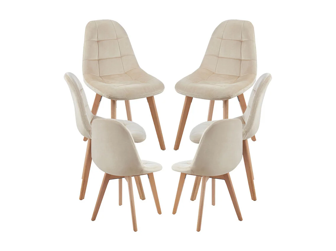 Packs Sillas Comedor - Pack 6 Sillas Kelen Terciopelo - Beige
