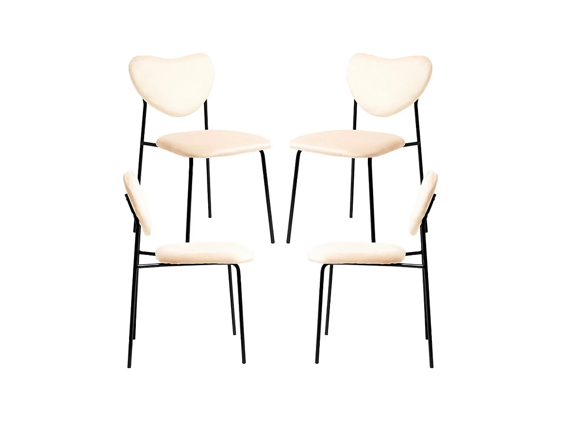 Packs Sillas Comedor - Pack 4 Sillas Cora Black Terciopelo - Beige