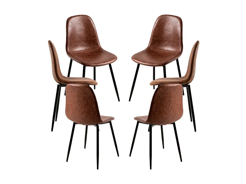 Packs Sillas Comedor - Pack 6 Sillas Black Teok Polipiel - Café Vintage