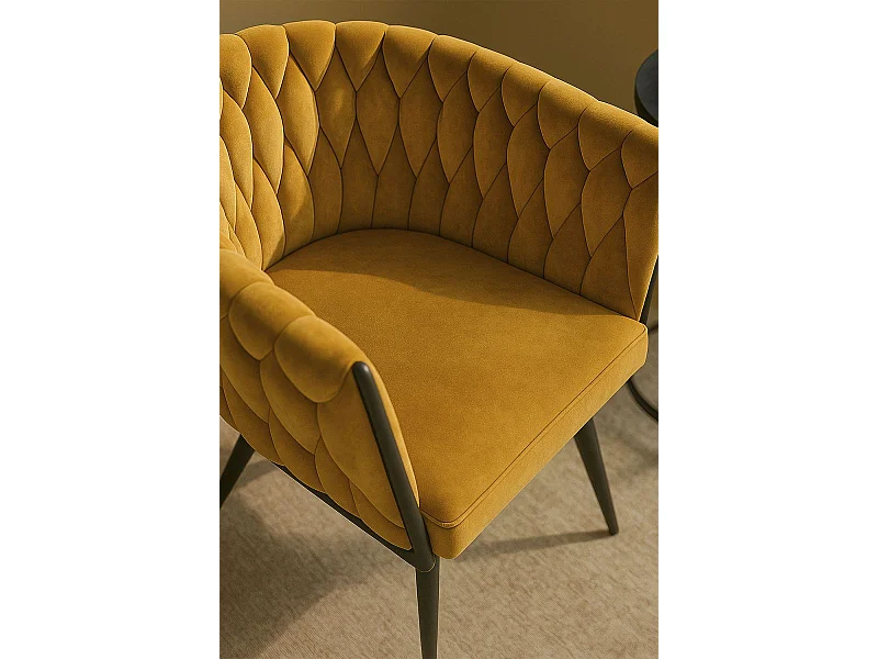 Sillas Comedor - Silla Widny Black Terciopelo - Mostaza