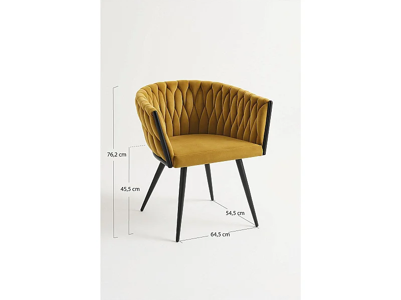 Sillas Comedor - Silla Widny Black Terciopelo - Mostaza