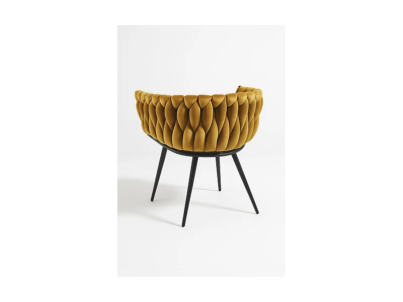 Sillas Comedor - Silla Widny Black Terciopelo - Mostaza