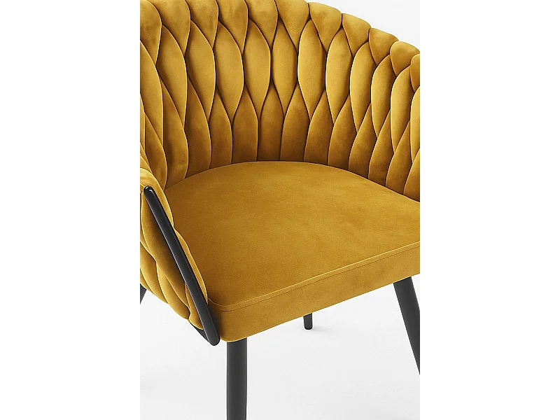 Sillas Comedor - Silla Widny Black Terciopelo - Mostaza